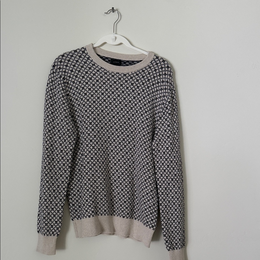 J. Crew navy and cream 100% cotton men’s sweater